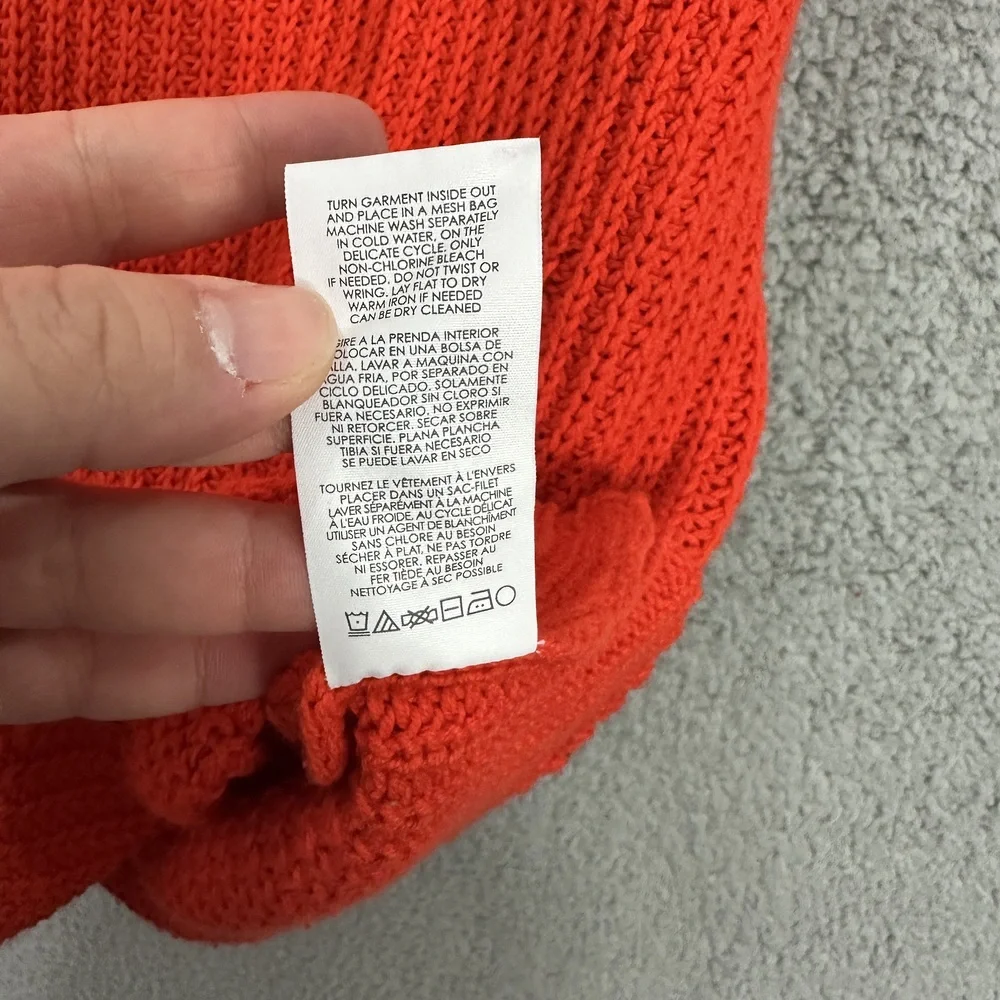 cabi Womens Small Sweater Red‎ Knit Short Sleeve Cap Sleeve V Neck Boho Preppy